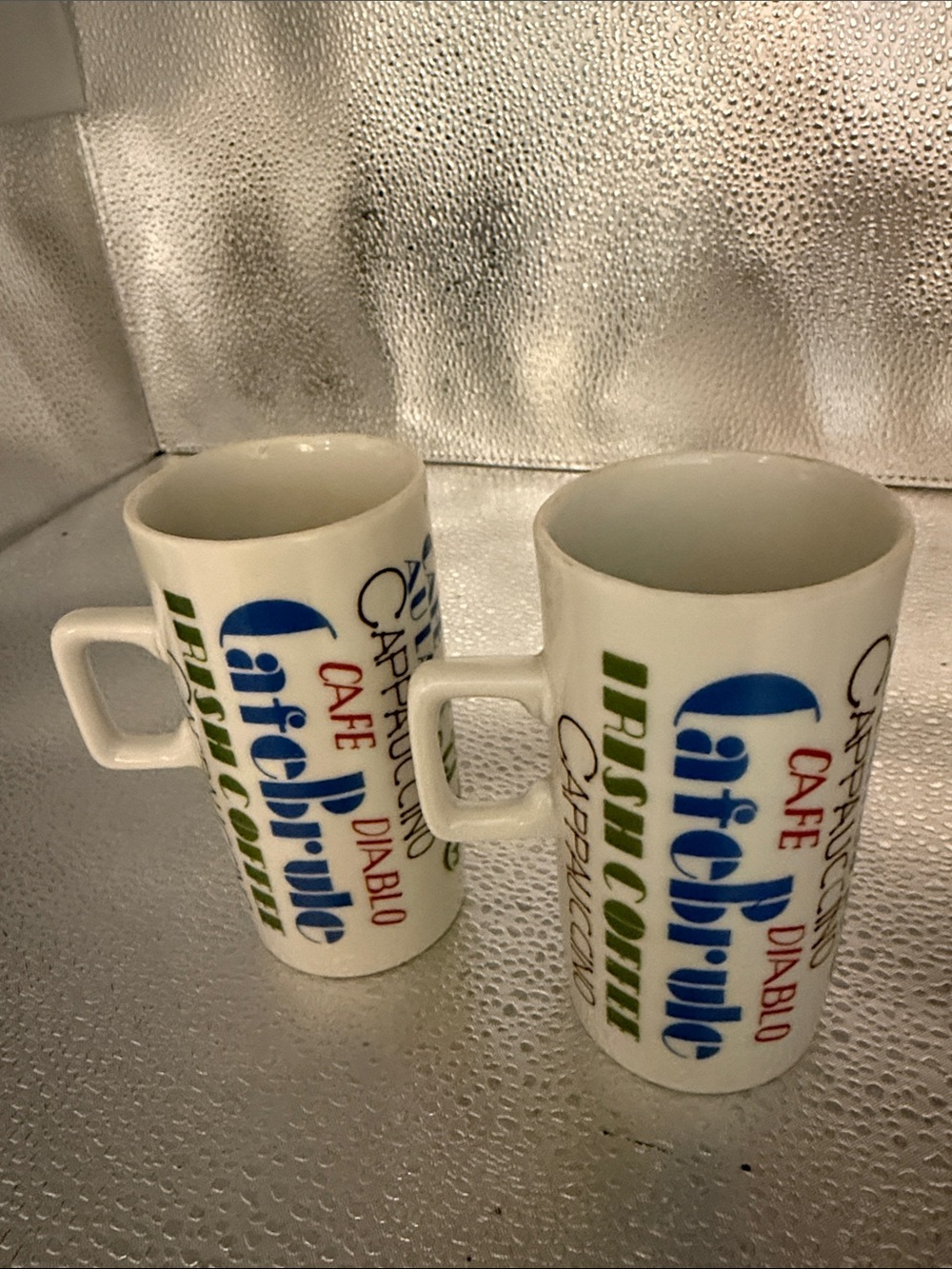 Vintage White Ceramic demitasse Cups set of 2